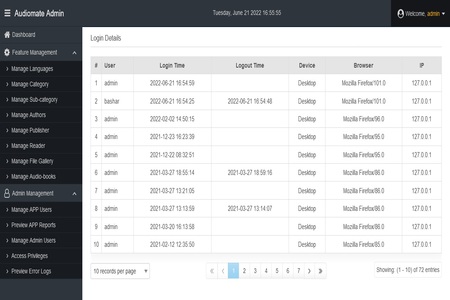 Audio Mate Admin Panel